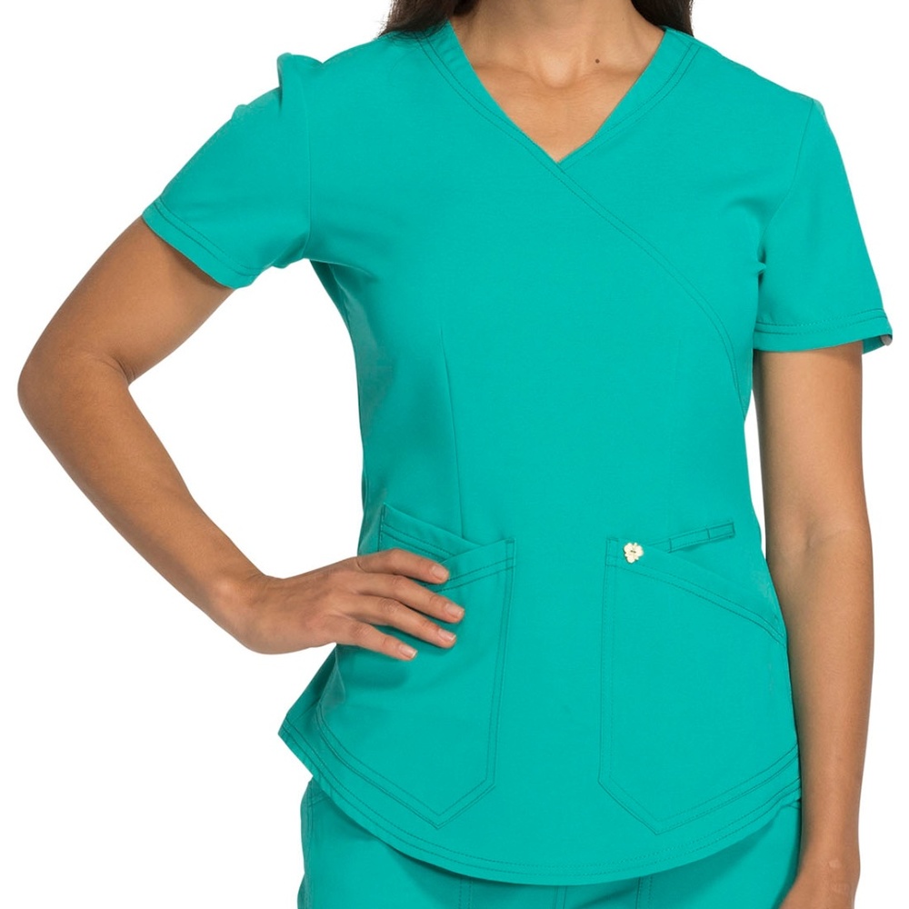 Careisma Charlize Mock Wrap Solid Scrub Top CA610
